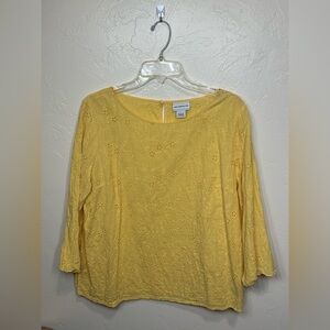 Liz Claiborne Women’s Yellow Eyelet Blouse